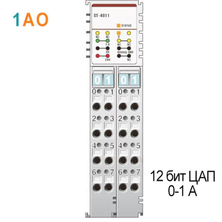 ST-4911 Аналоговый вывод, 1AO, 0-1 A, 12 бит ЦАП, RTB 8